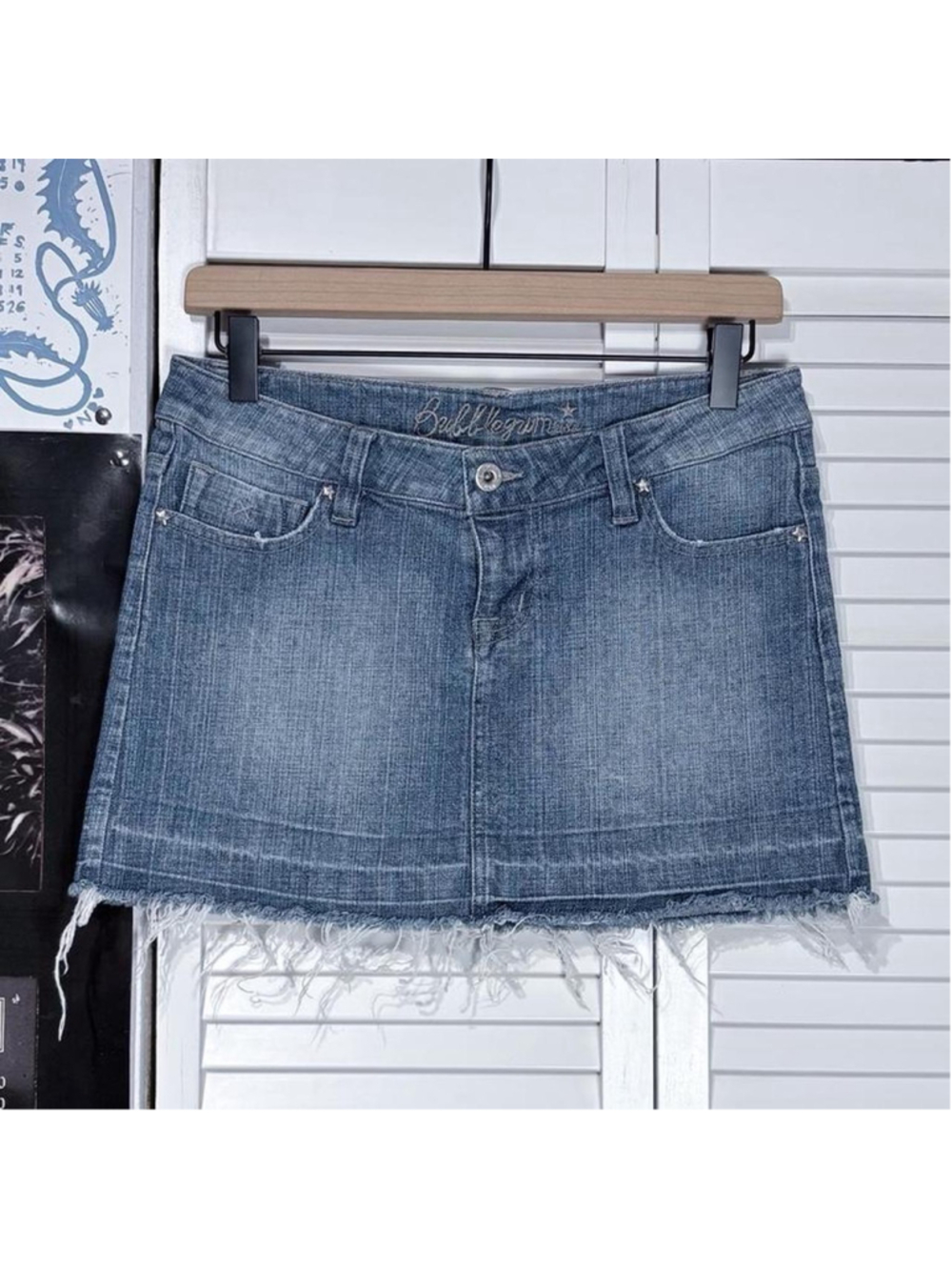 Bubblegum denim mini skirt